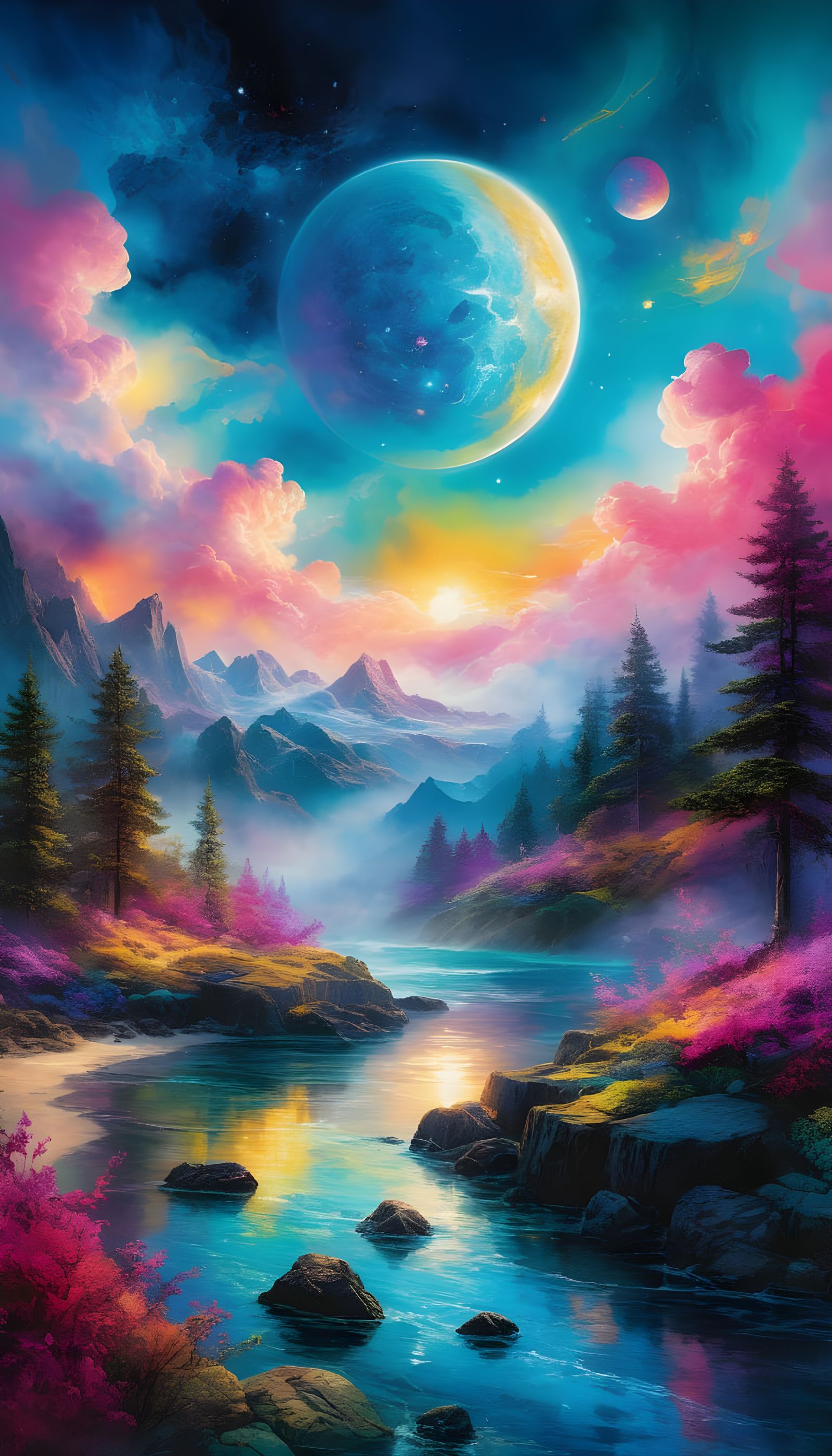 Ethereal Quantum Sanctuary in Vibrant Deep Warm Colors