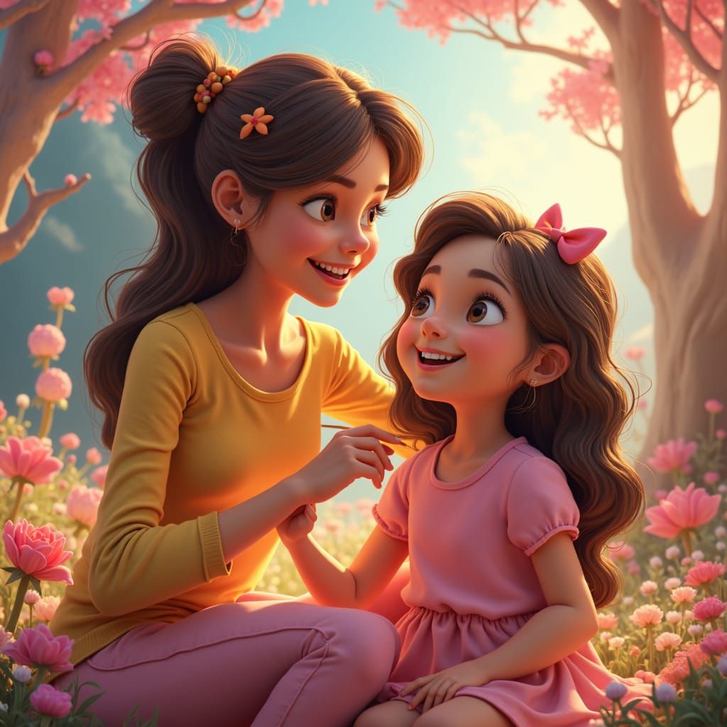 Mother and Daughter in Candyland Wonderland