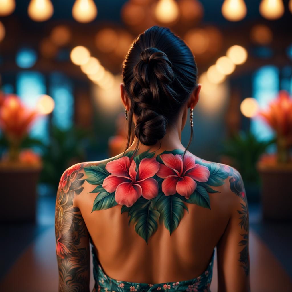 Hawaiian flowers tattoo