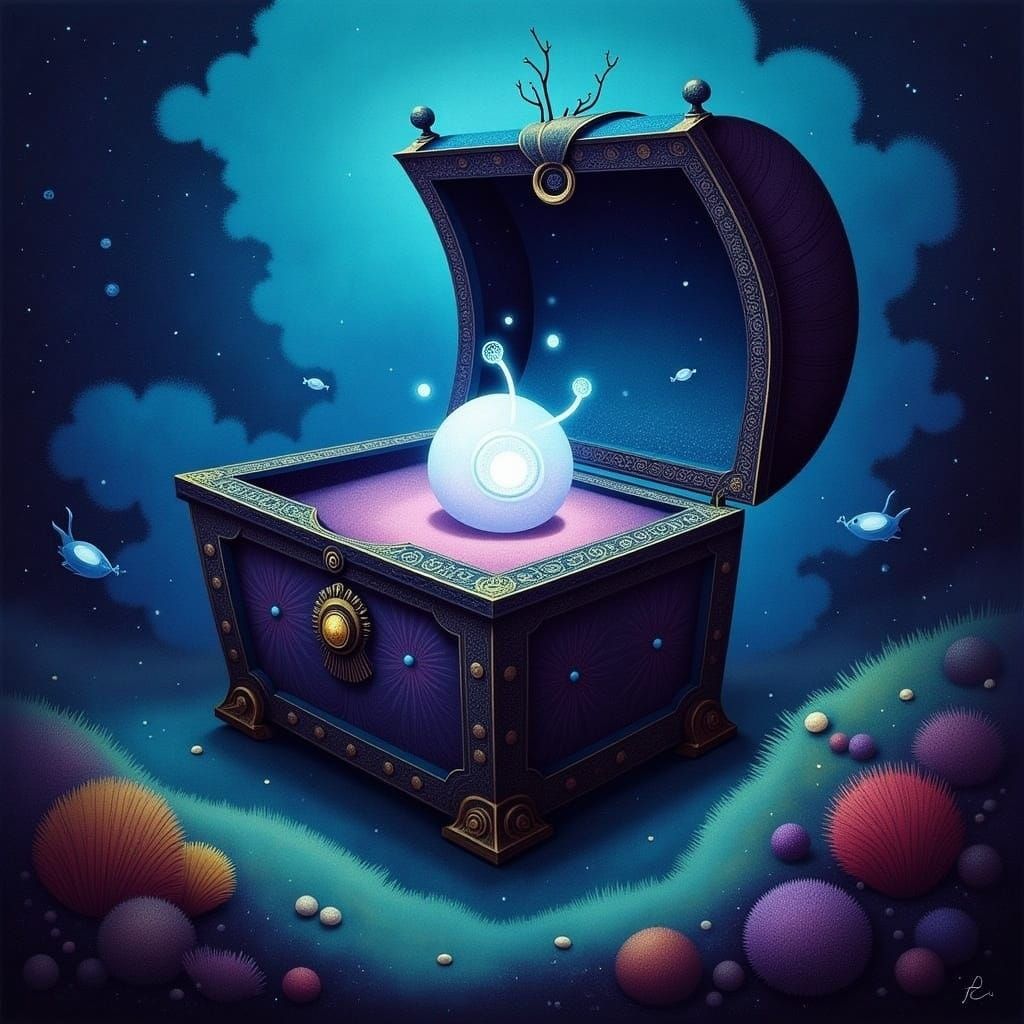 Underwater Treasure Chest with Glowing Fish