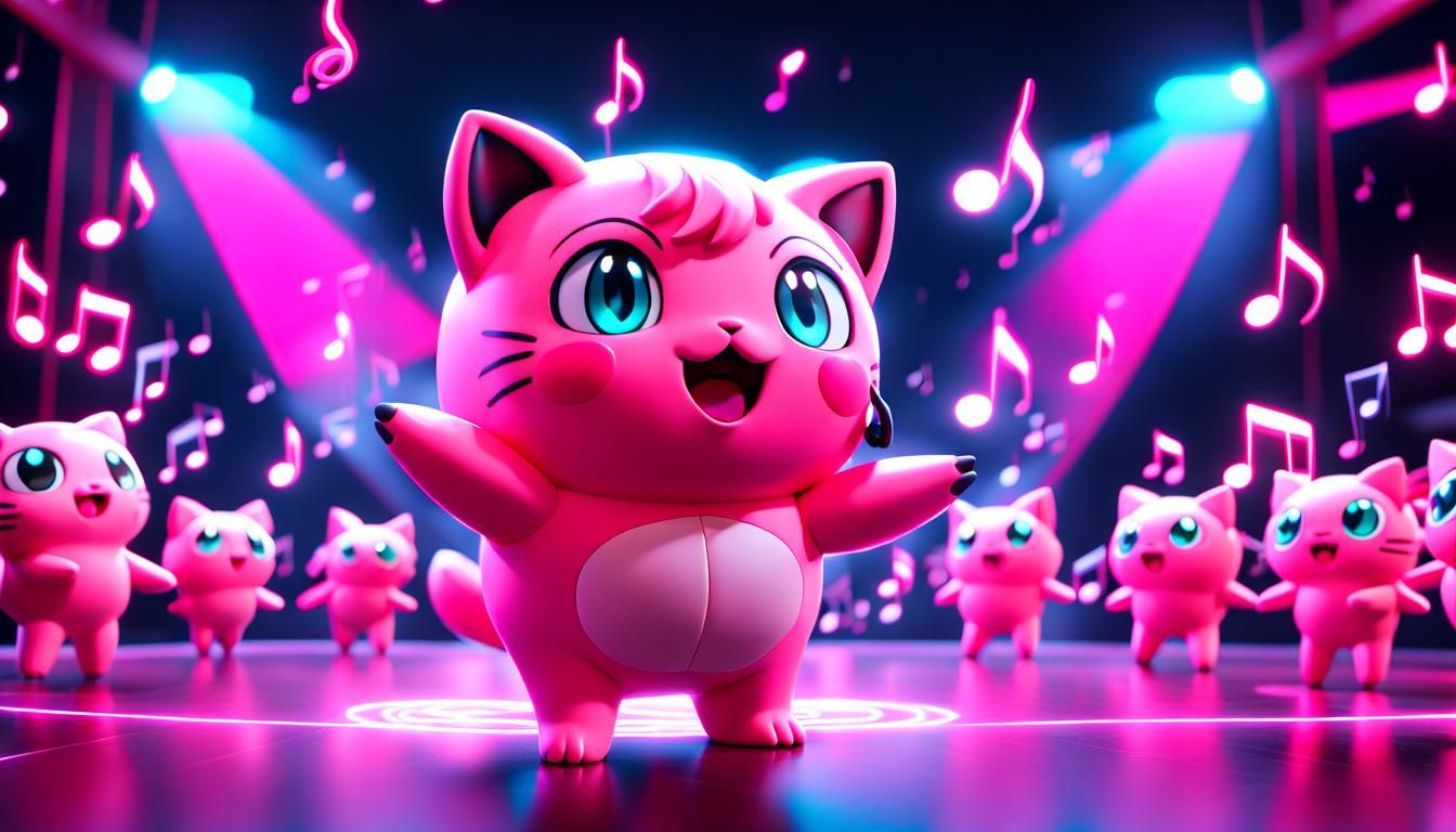 Jigglypuff Sings in Neon Theater: Pop Art