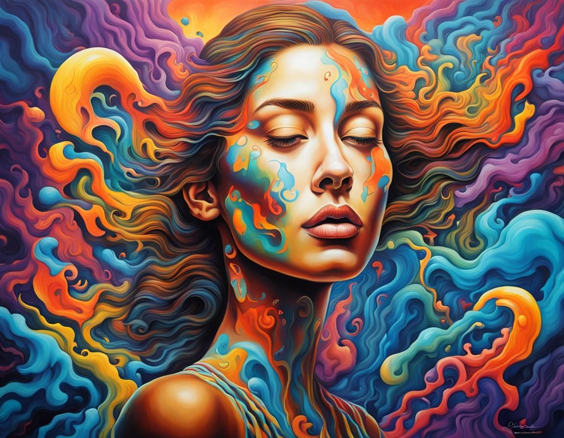 Optical Illusion Painting of a Woman in Street Art Style