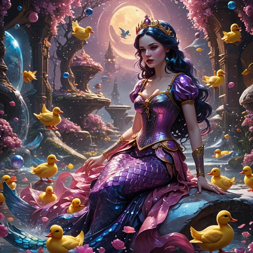 Snow White Space Mermaid in Dark Fantasy Style