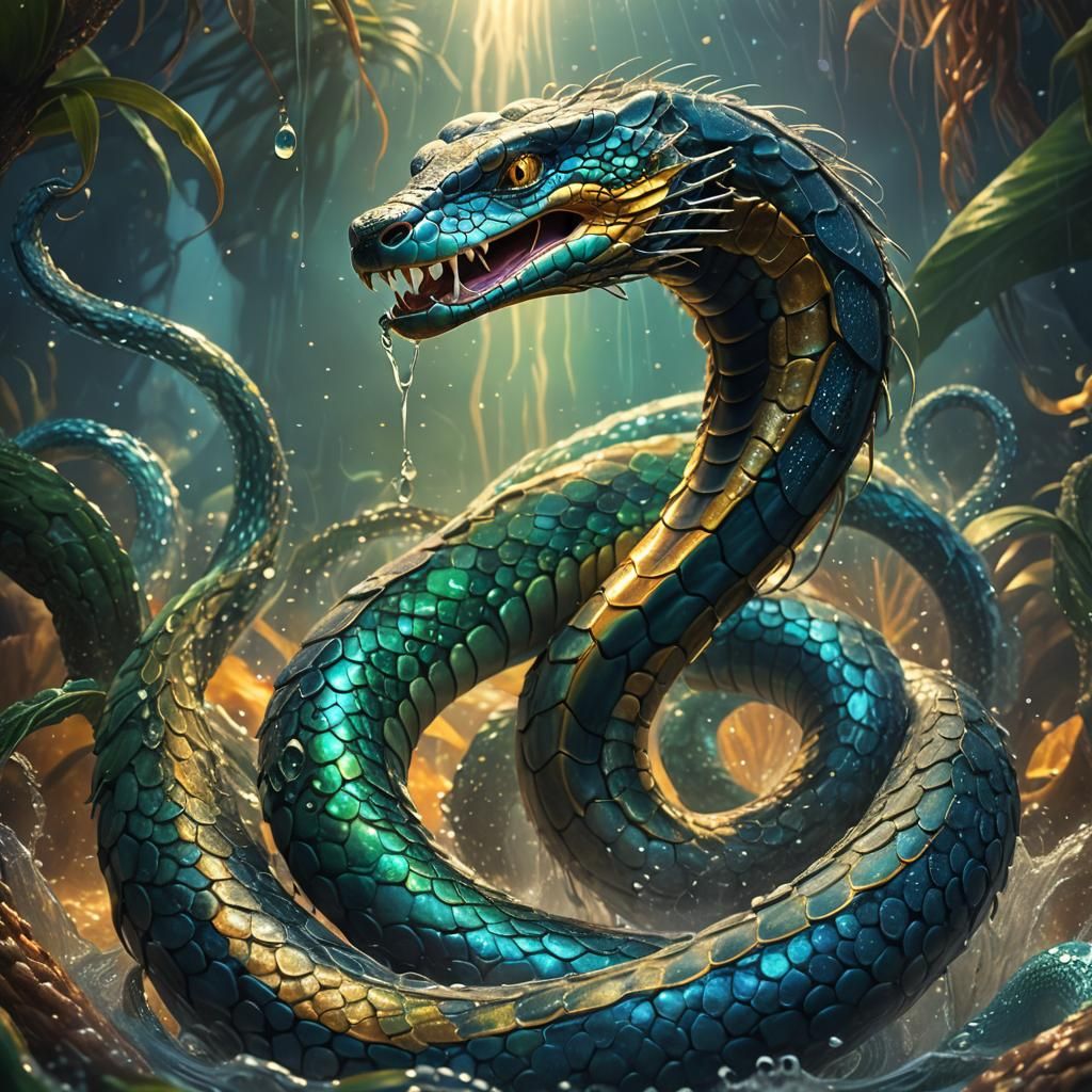 Majestic Water King Cobra in Fantasy Art Style