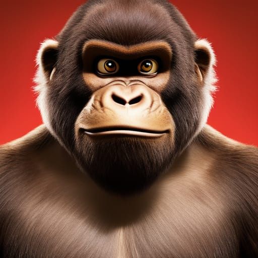 Realistic Donkey Kong Portrait with Red Tie