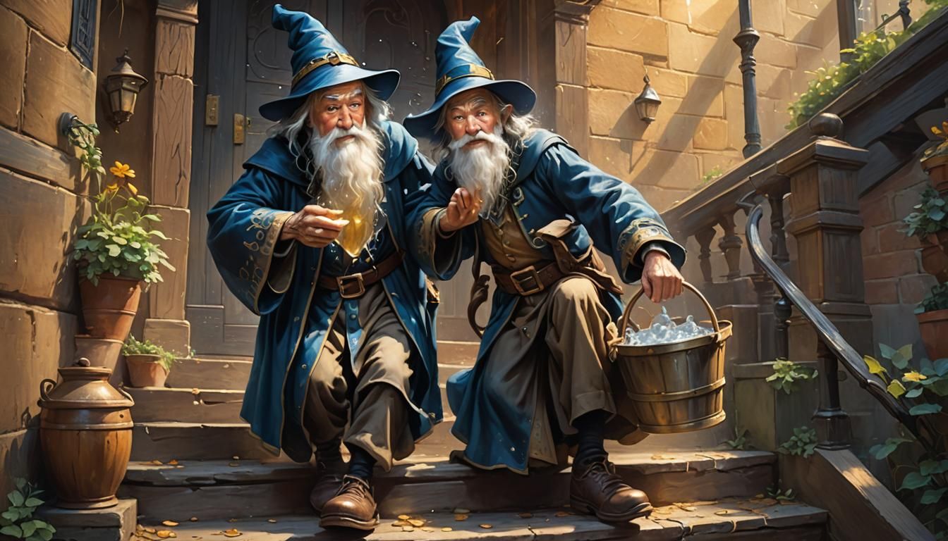 Wizard Scolds Mickey Mouse: Artgerm Oil Painting