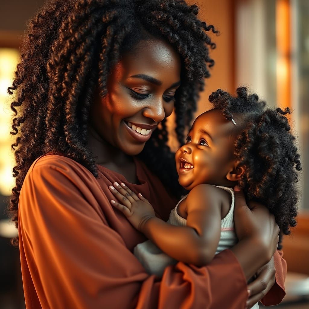 Radiant Mother and Baby in Tender Embrace