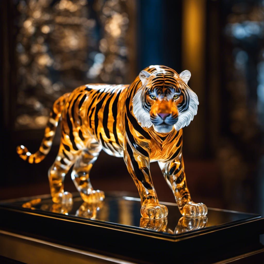 Blown Glass Tiger Miniature Photography