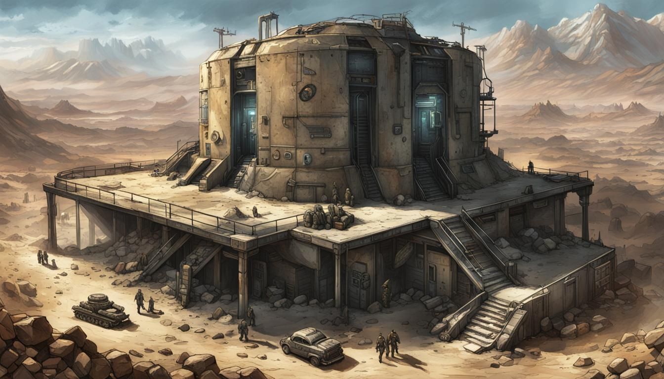 Enclave Hidden Bunker in Wasteland, Comic Book Art