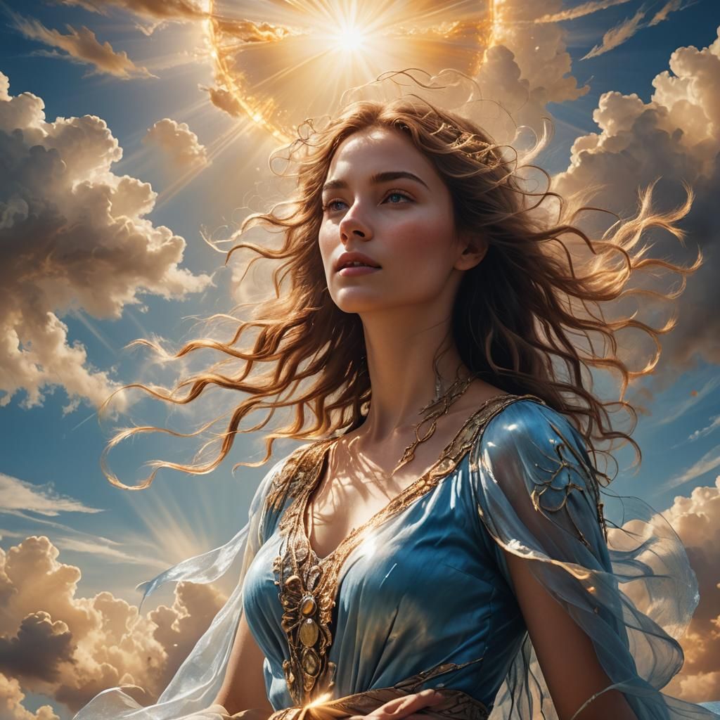 Ethereal Cloud Woman in Dreamy Sky