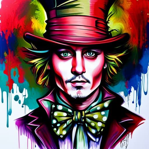 Mad Hatter as Graffiti Splash Art