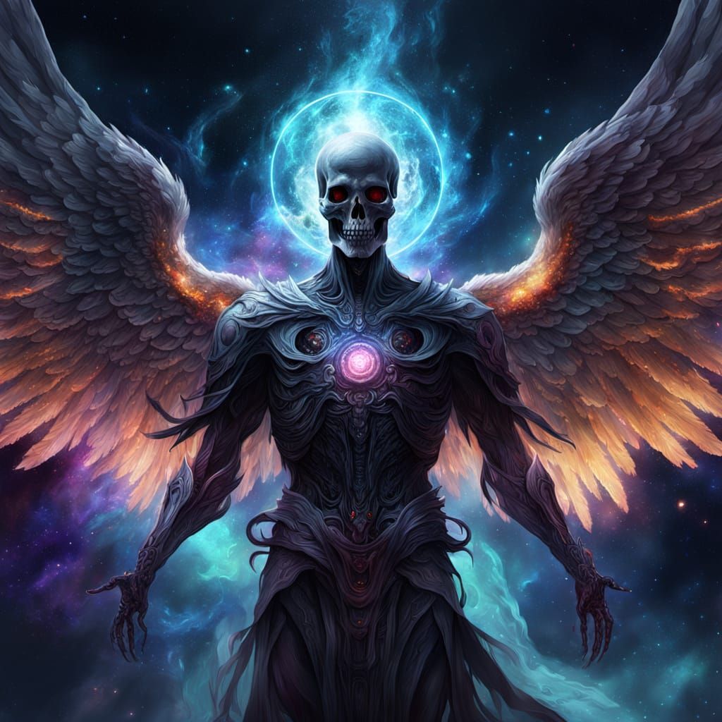 Cosmic Angel of Destruction in Digital Painting