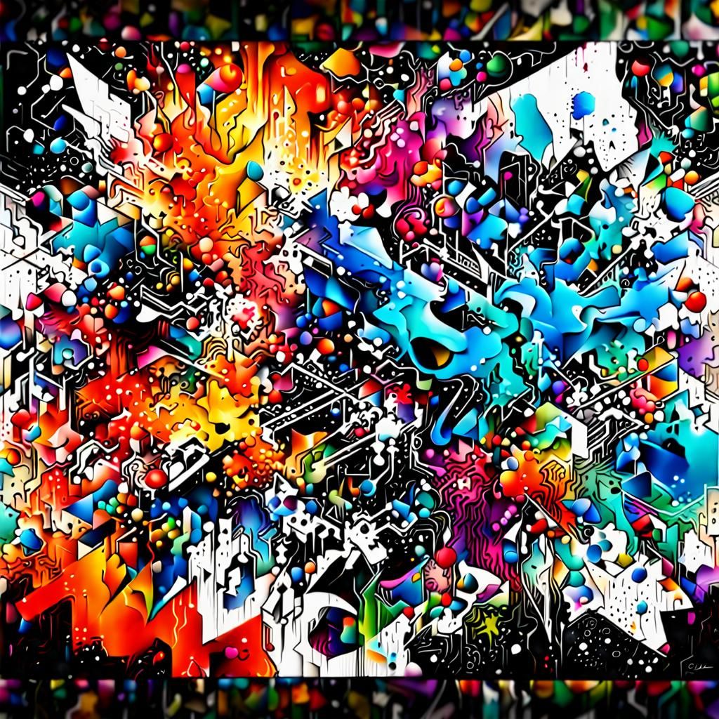 Vibrant Abstract Art Fusion: A Cosmic Dance