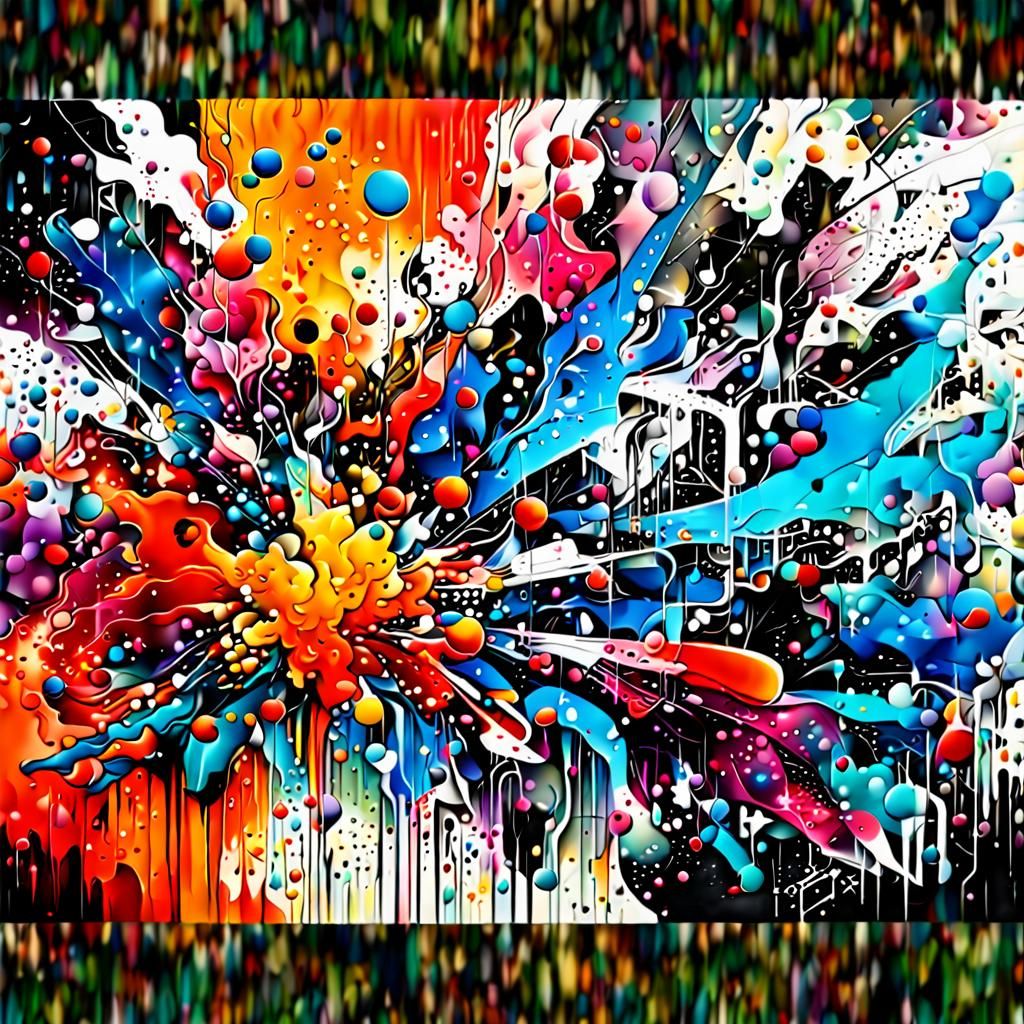 Vibrant Abstract Fusion of Styles in Digital Art