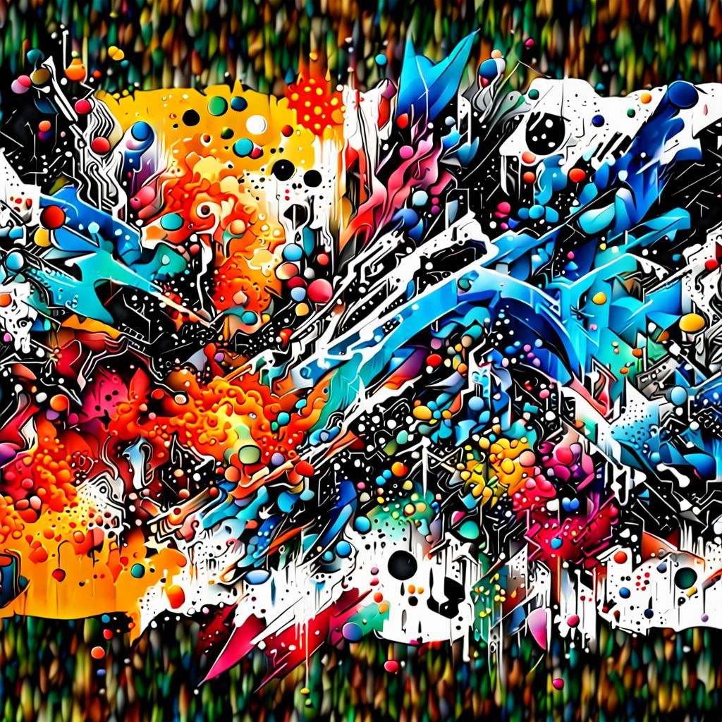Vibrant Abstract Fusion of Styles in Cosmic Painting