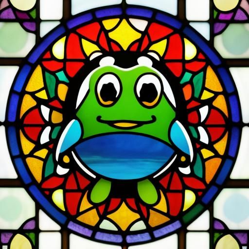 Stained Glass Art: Keroppi from Hello Kitty