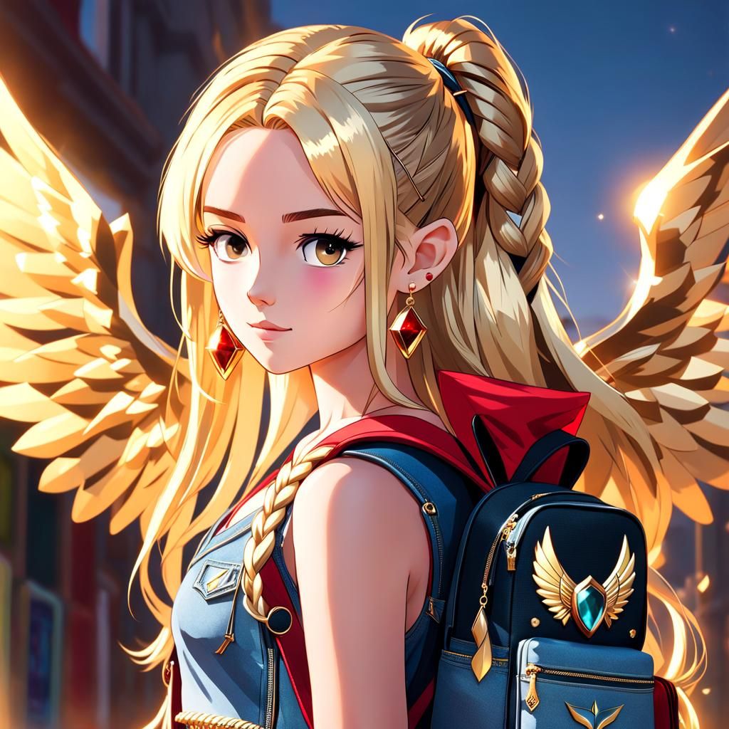 Golden Haired Winged Teen: Hyper-Realistic Concept Art