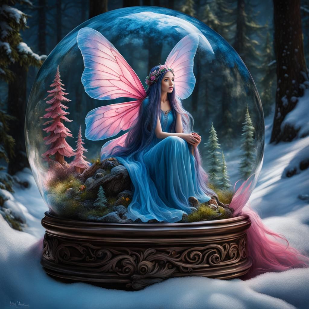 Fairy in Snow Globe Fantasy Art