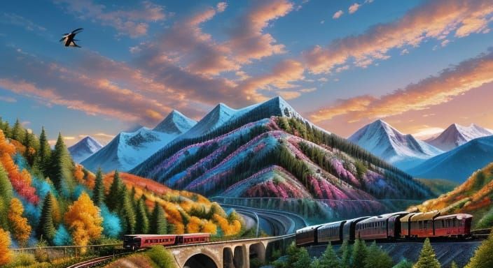 Mountainside Trains on a Hot Summer Day