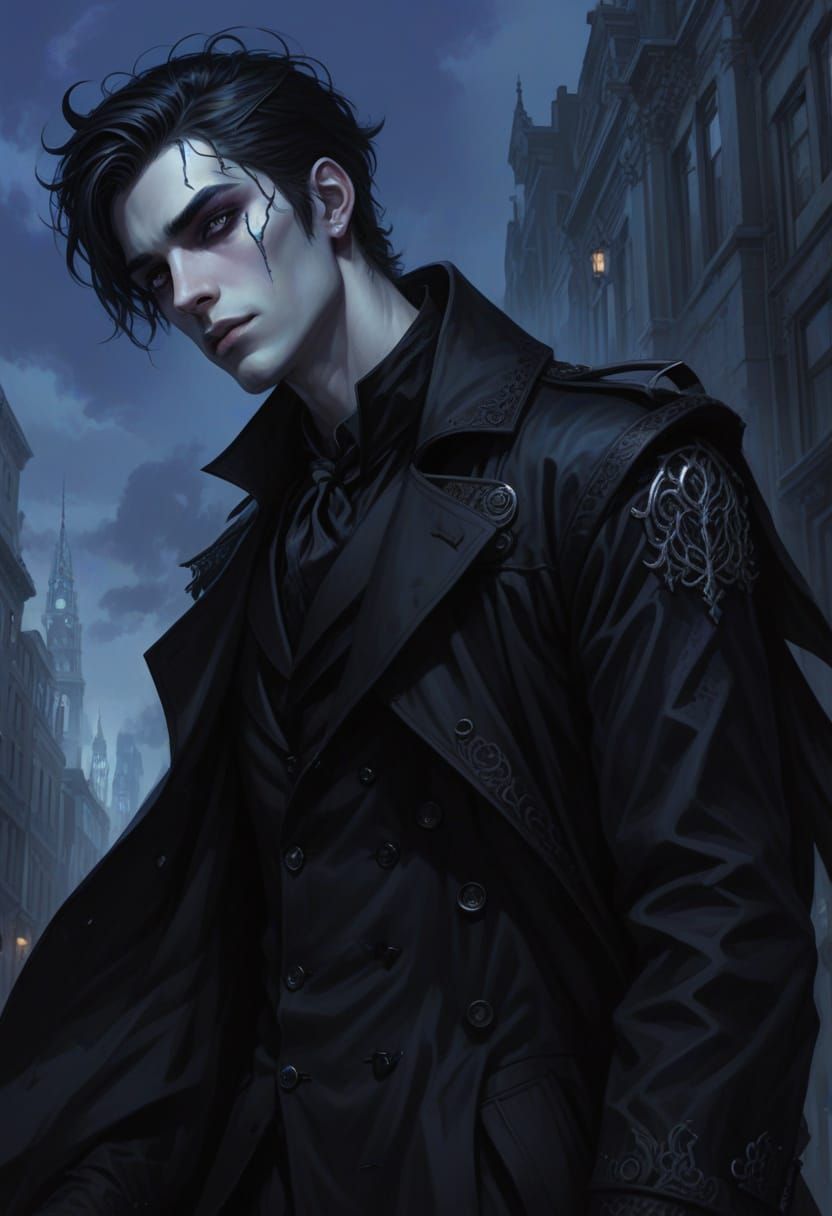 Elegant Victorian Elder God in Moody Streetlight