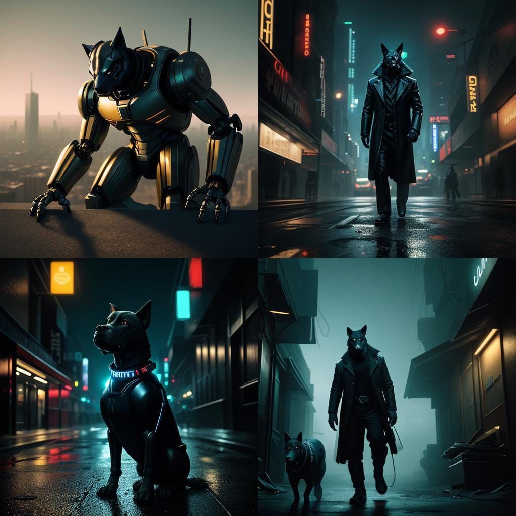 Robotic Dog Detective Movie Poster: Cinematic Film Still