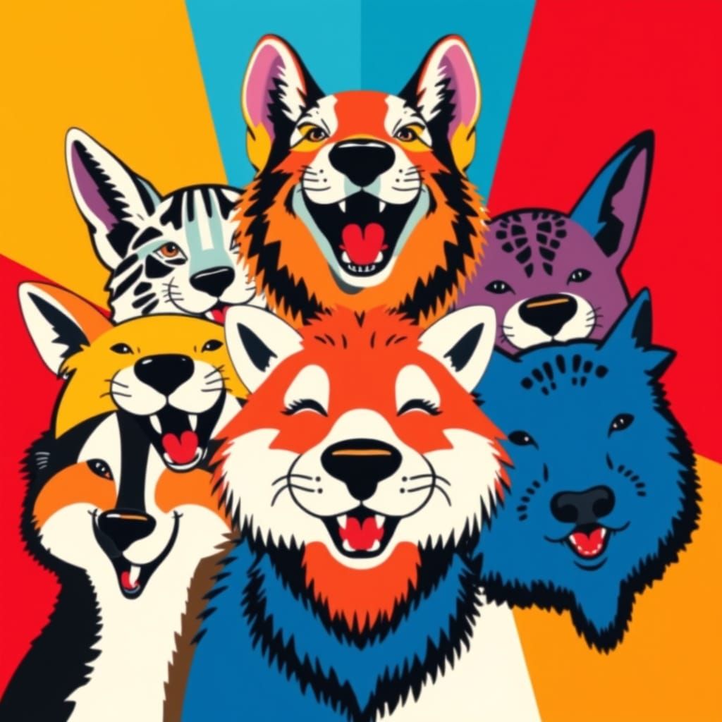 Vibrant Pop Art Animal Portraits