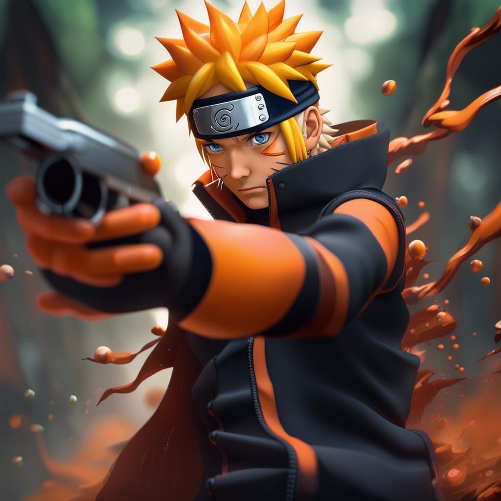 Naruto with Gum Gum Pistol: Detailed Matte Painting