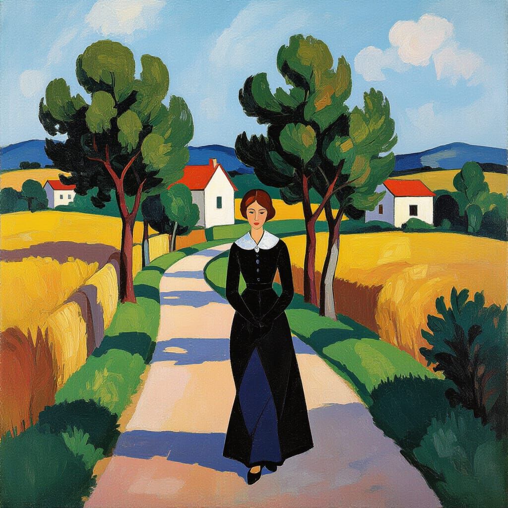 Blue Figures in Paradise: A Modern Art Landscape