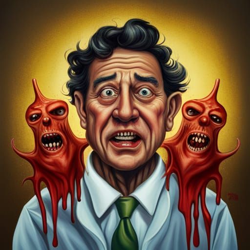 Horrifying Cartoon Pizza Bear Creature in Surreal Style