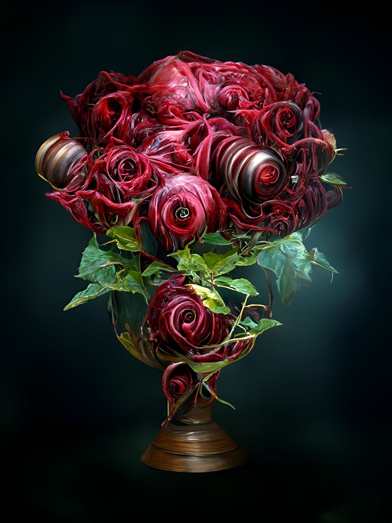 Fractal Rose Bouquet: Digital Art Rendering