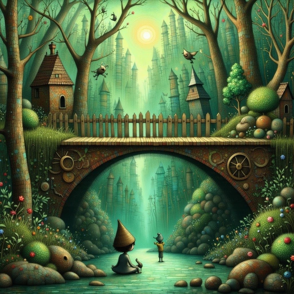 Steampunk Bridge Over Emerald Ravine