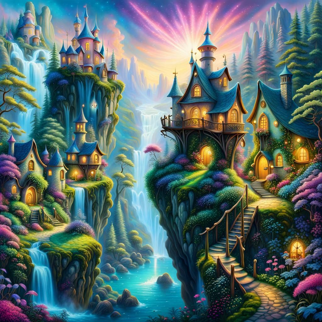 Magical Fairy Village in Dense Woods