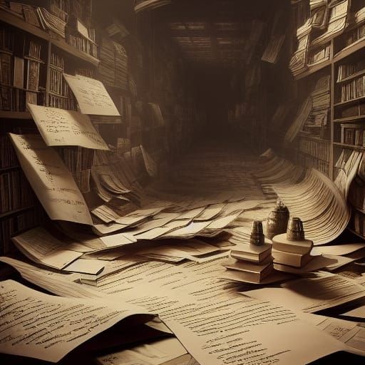 Organized Rows of Paperwork: A Digital Painting