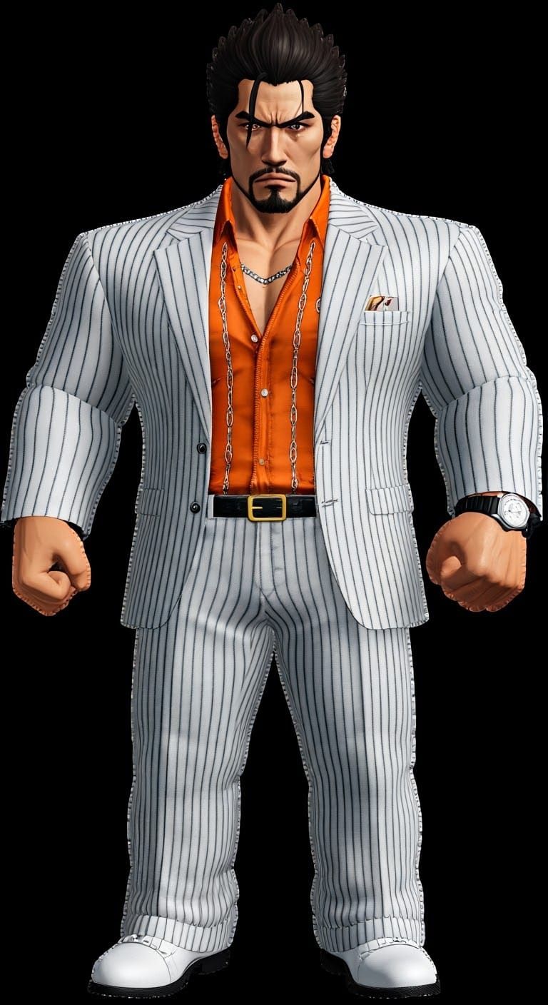 Kazuma Kiryu as Roblox Avatar in T-Pose, 3D Render