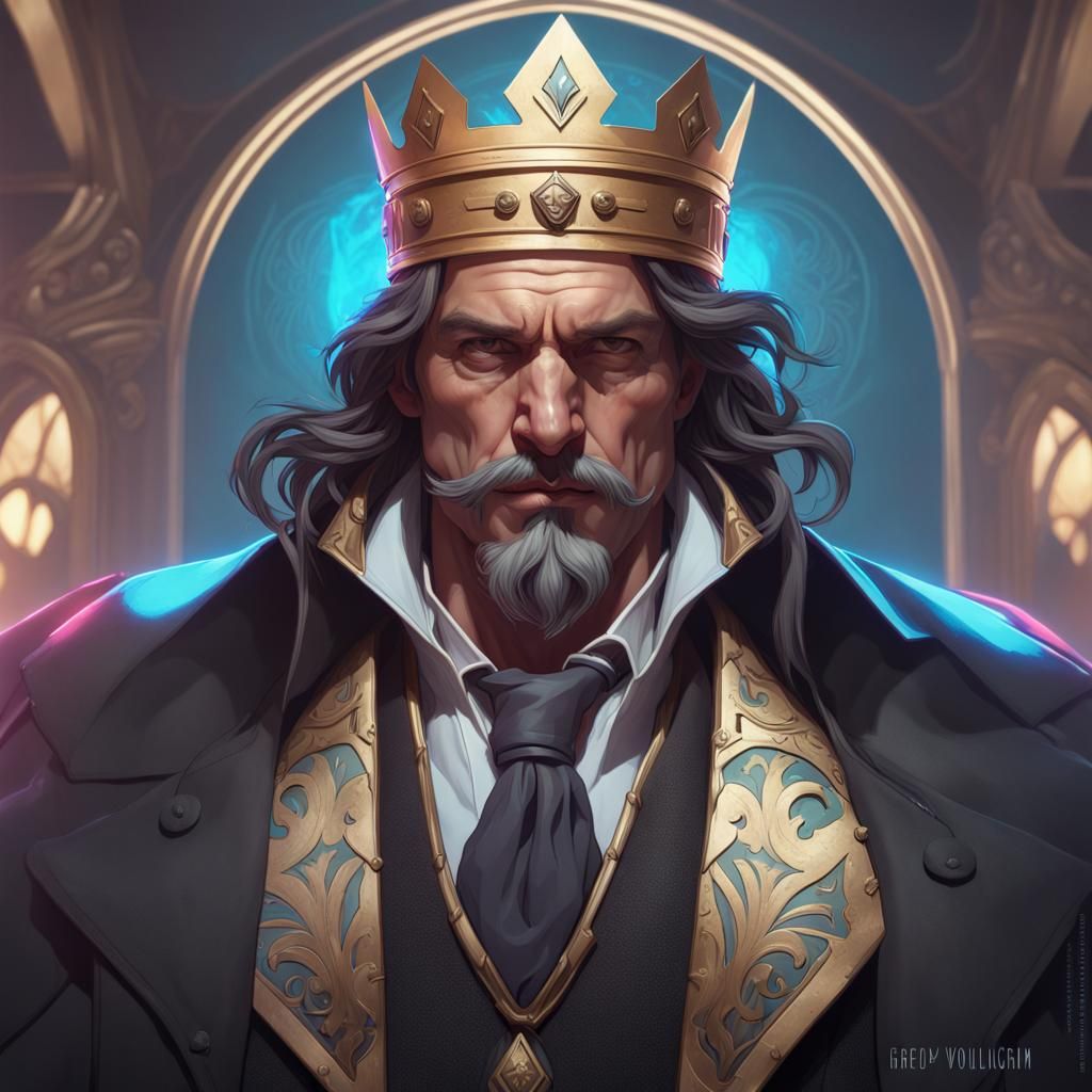 King of Spades Portrait in Art Nouveau Style