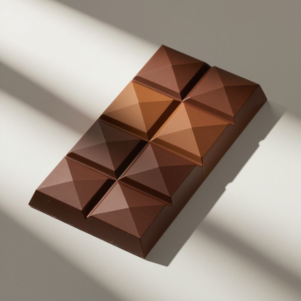 Low-Poly Origami Chocolate Bar, Geometric Paper Art