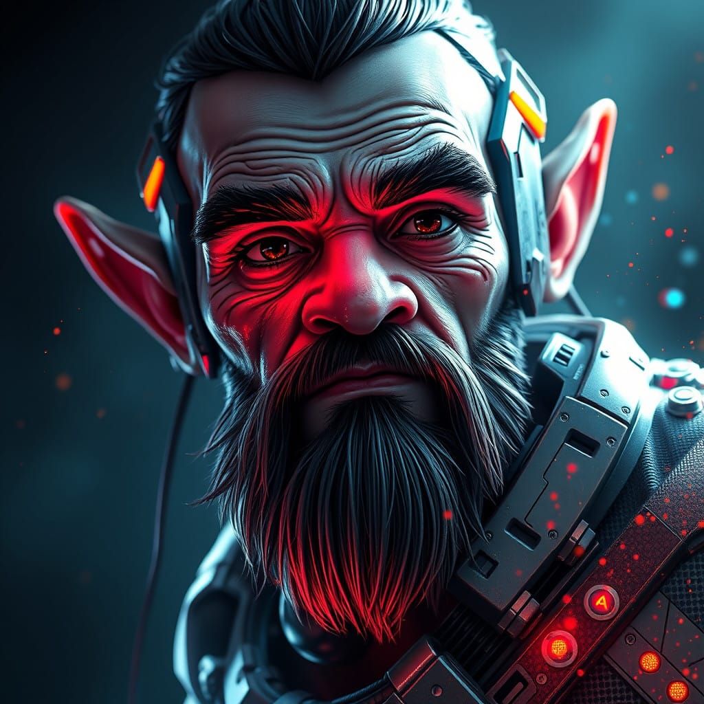 Cyberpunk Dwarf Android Replicant Concept Art