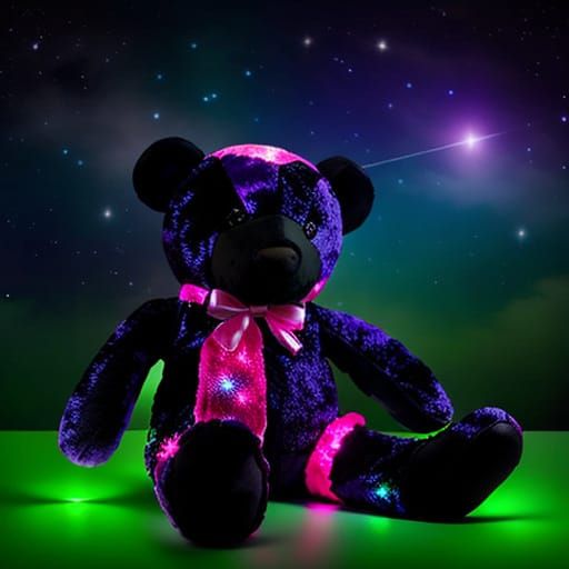 Night Sky Teddy Bear with Glowing Stars
