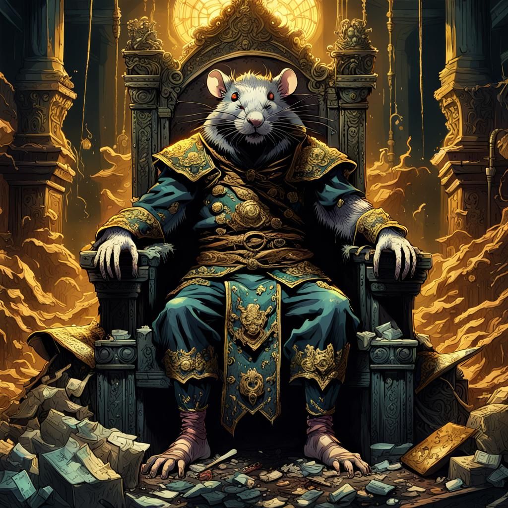 Rat King on Garbage Throne in Dark Fantasy Manga
