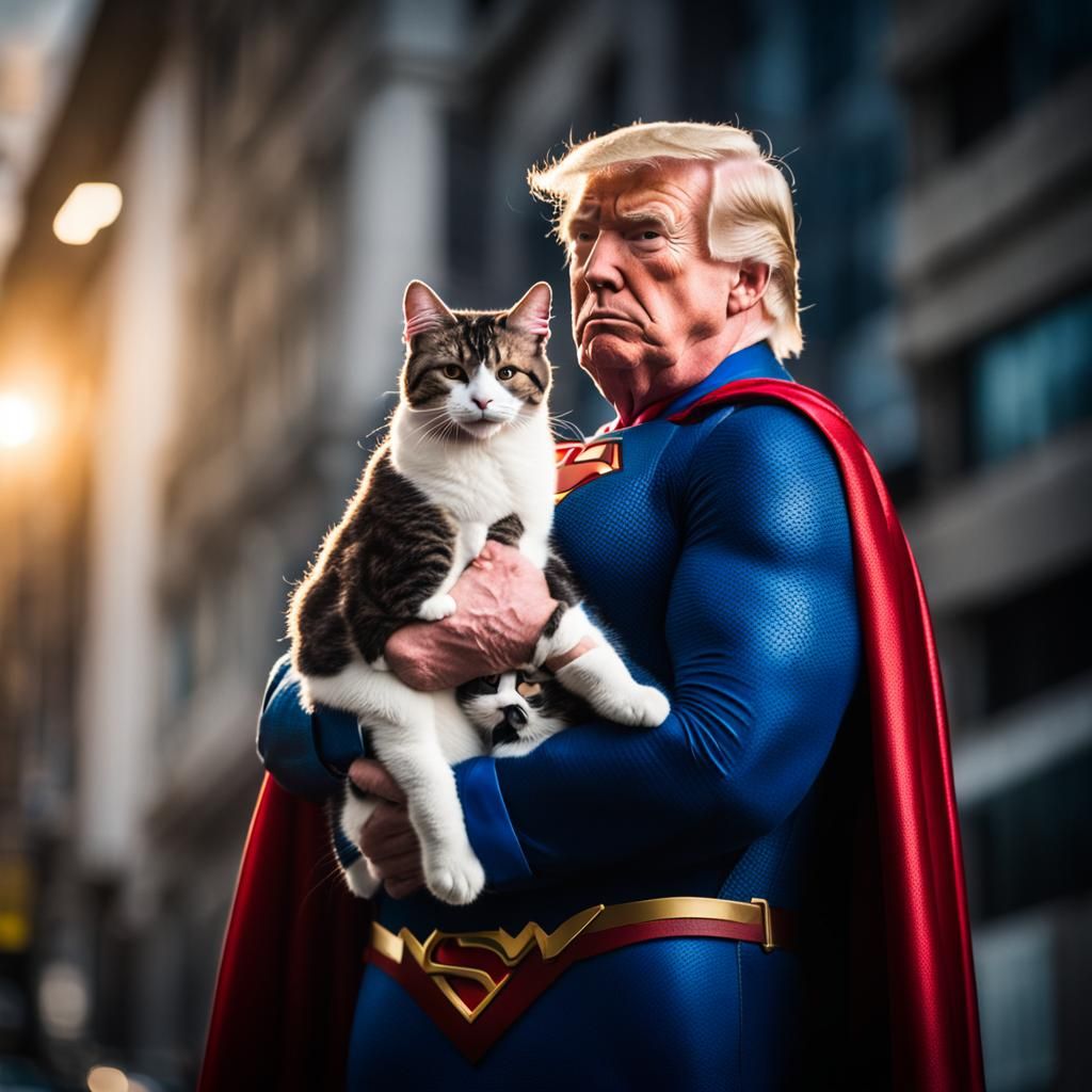 Superman Holding Cats: Professional Photography