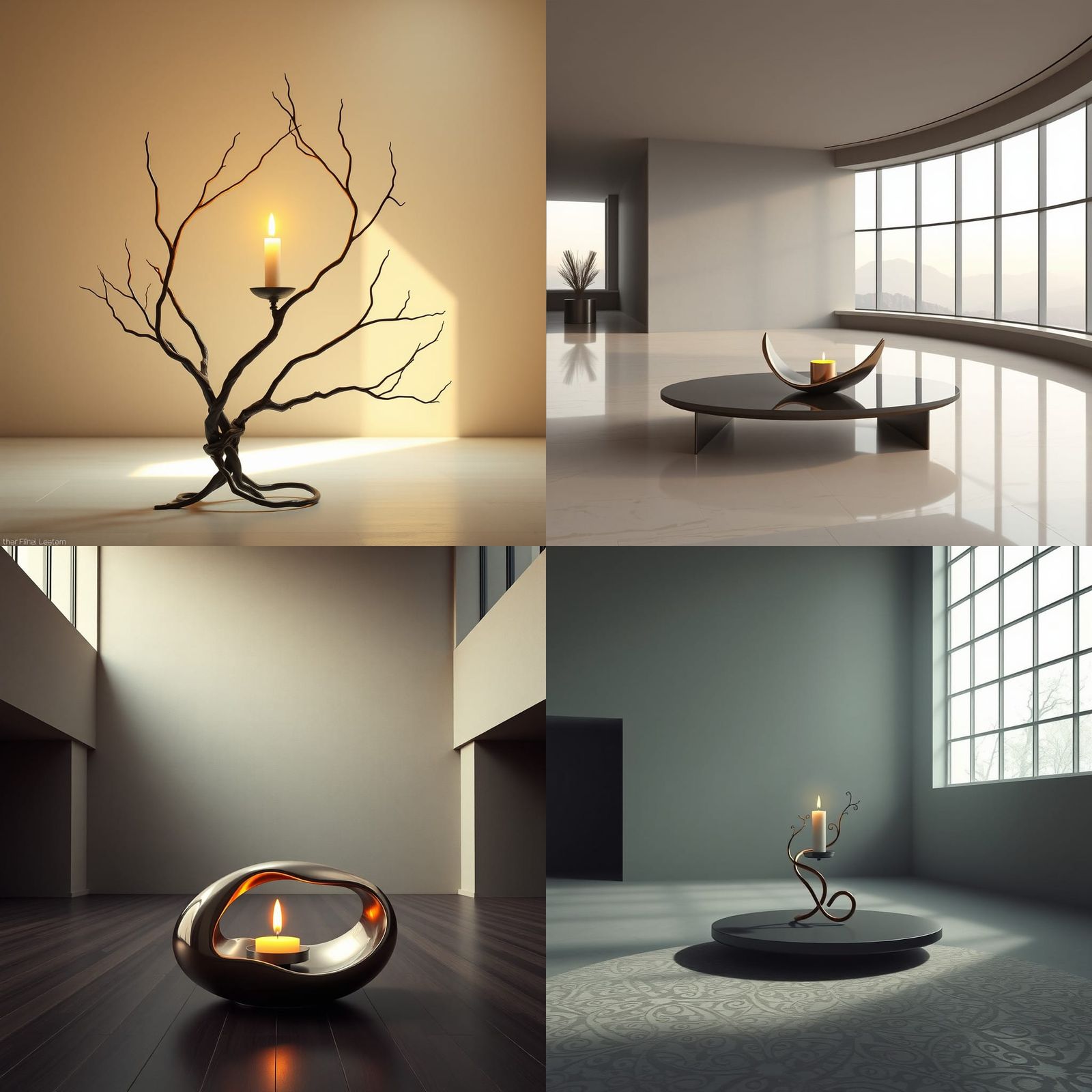 Surreal Metal Form Rises Amidst Futuristic Interior