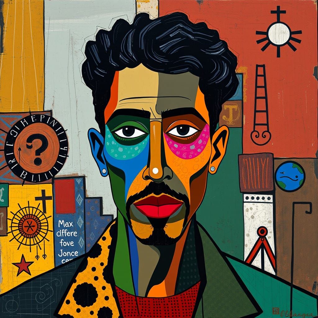 Cubist Portrait in Vibrant Geometric Style