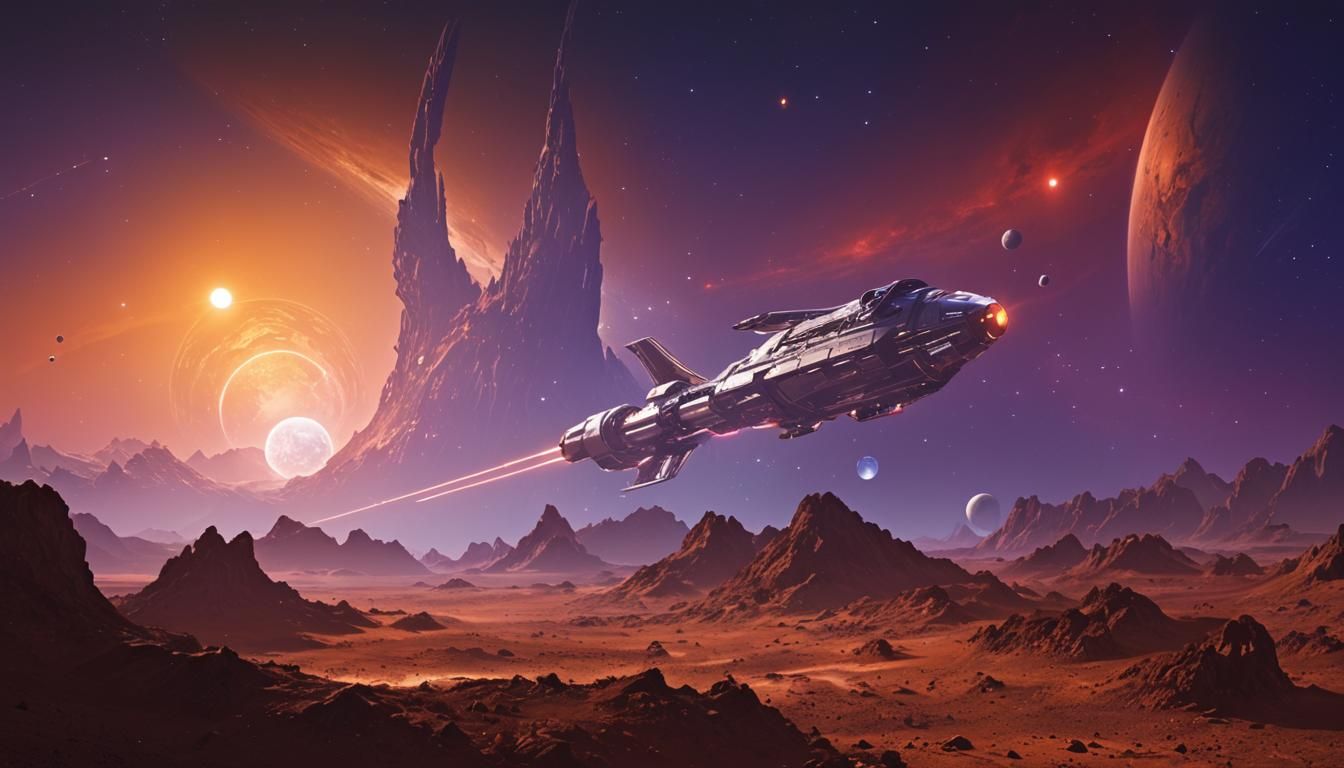 Vibrant Sci-Fi Exoplanet Exploration