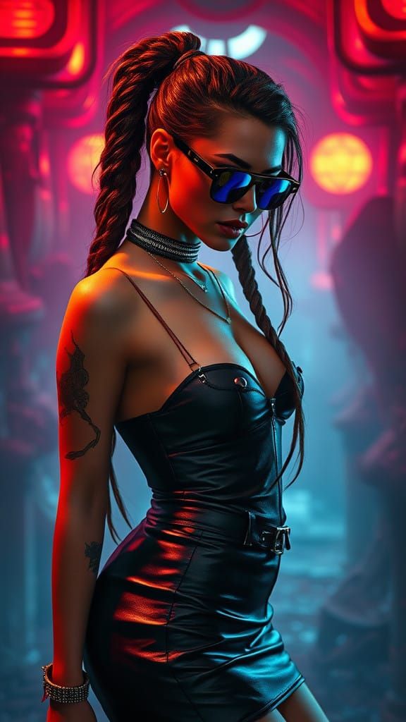 Elegant Futuristic Goddess in Trendy Shades