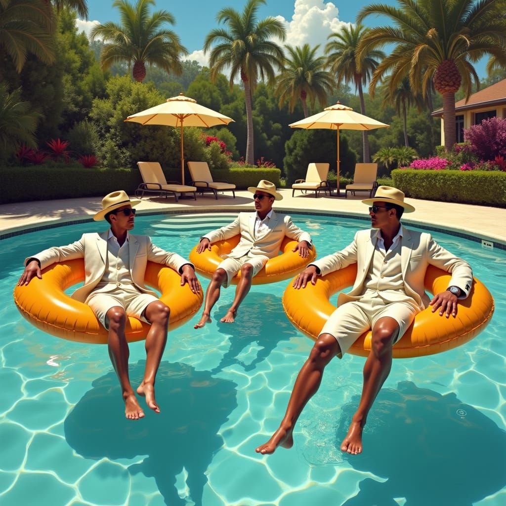 Men in Suits Play Water Volleyball in Sunlight
