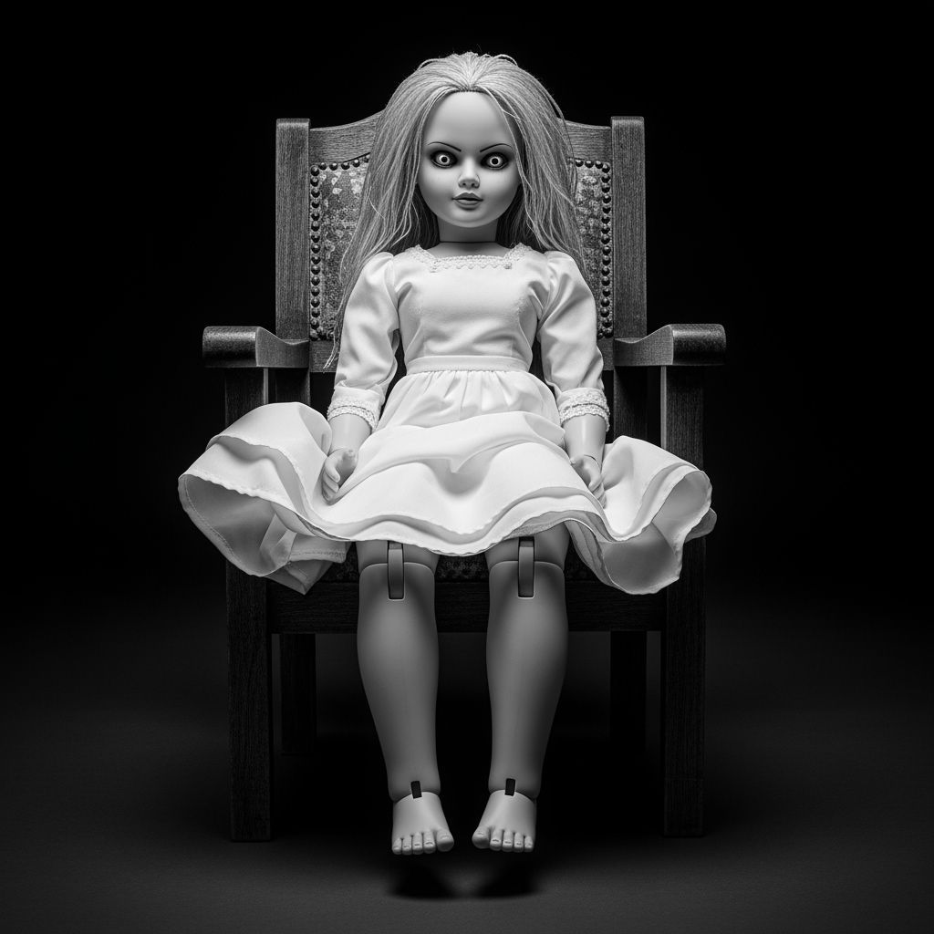 Eerie BJD Bride in High-Contrast Portrait