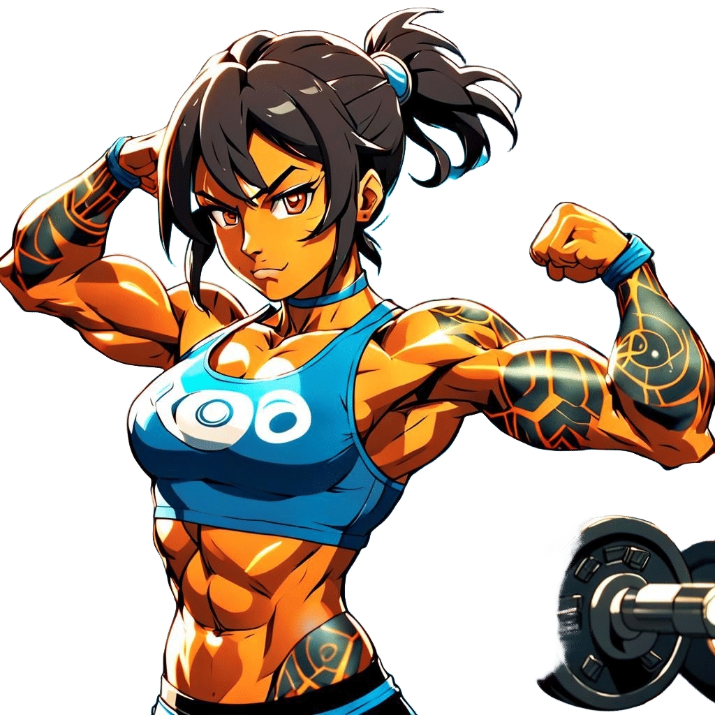 Muscular Avatar Character Flexing Anime Style