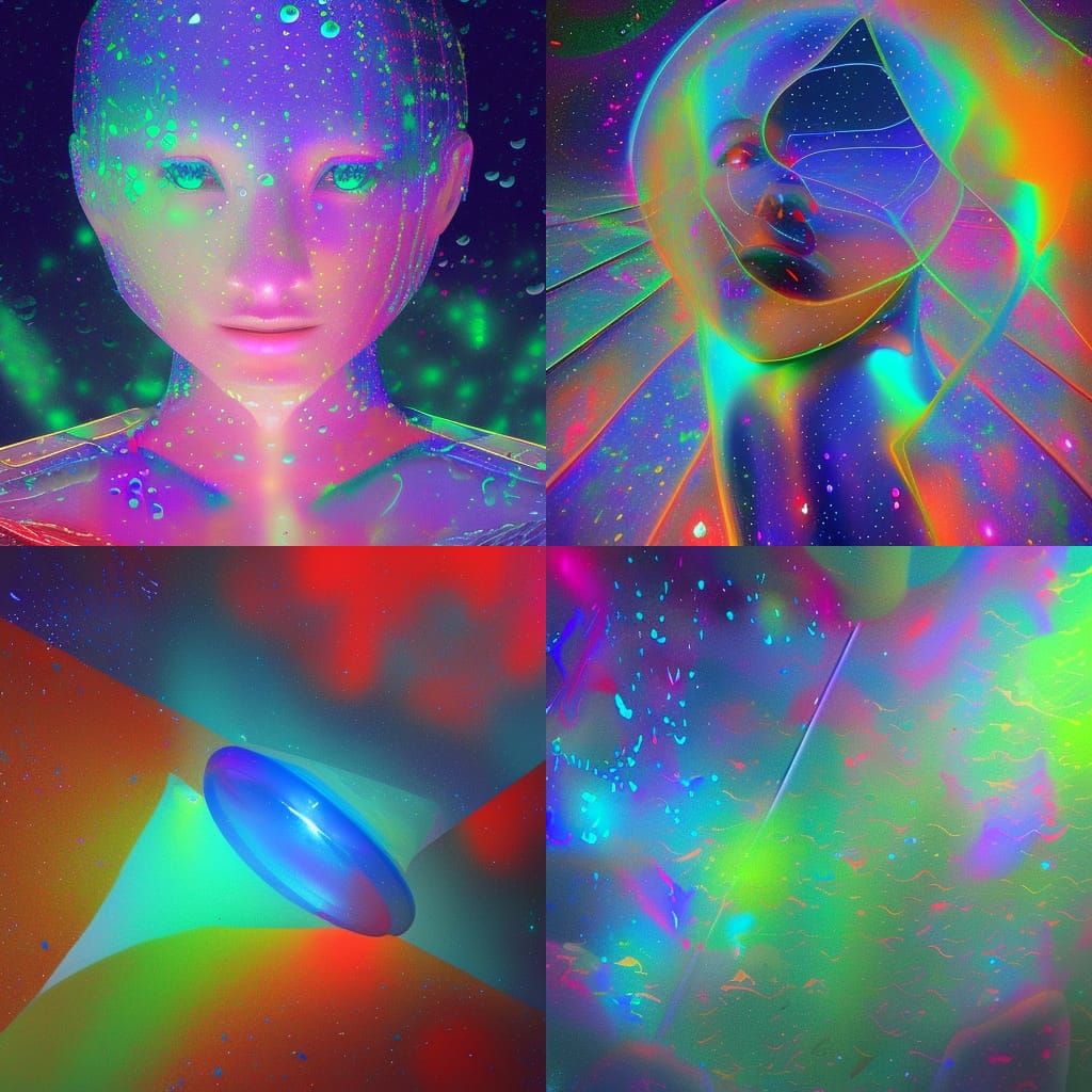 Cosmic Rain: Holographic Astral Illustration