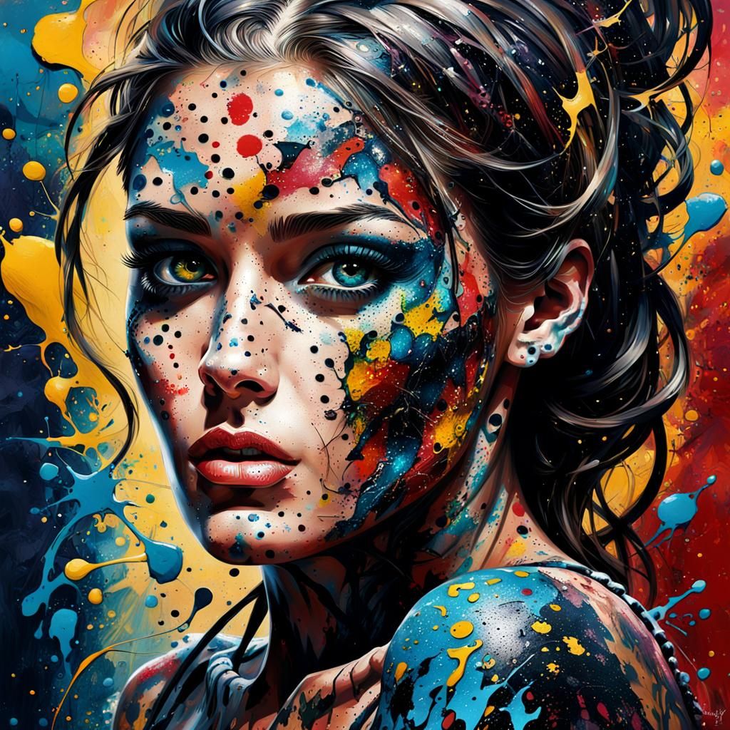 Paint Splatter Fantasy Art: Woman in Jungle