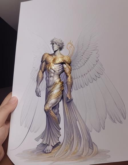 Majestic Winged Figure in Ethereal Light